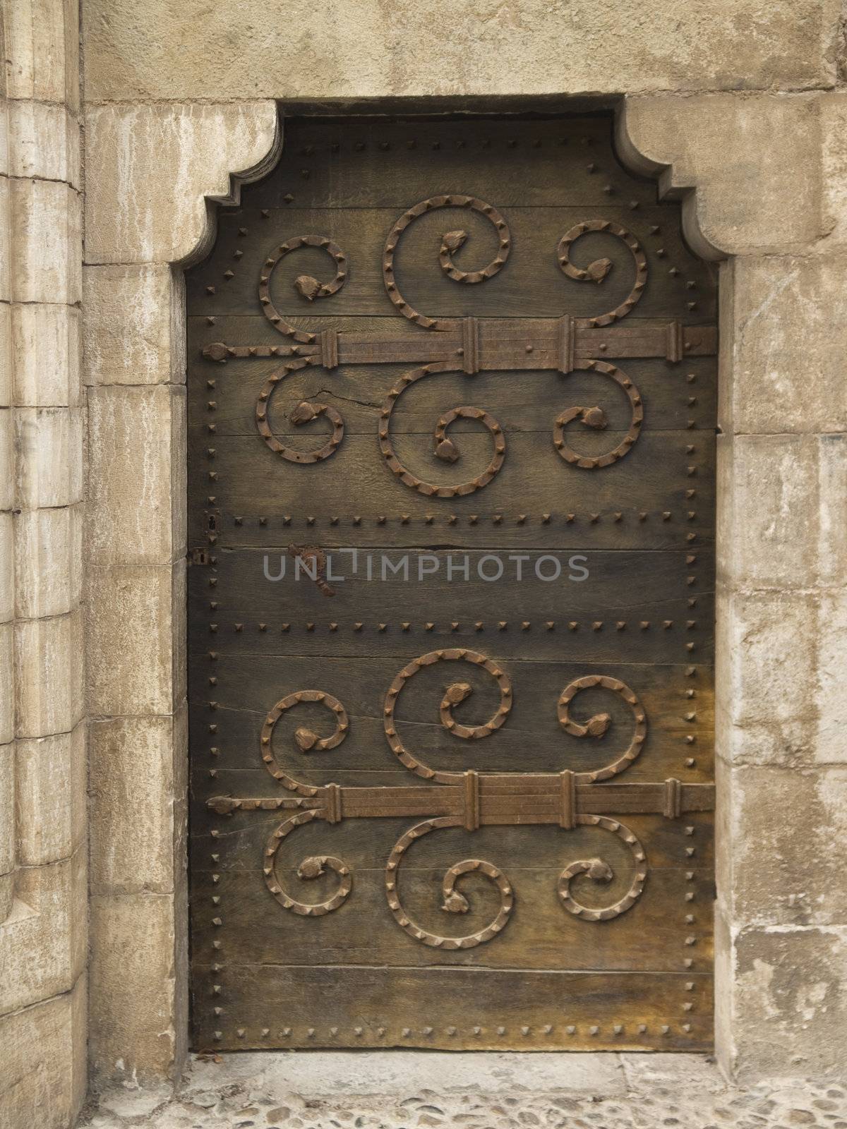 A medieval door in Rocamadour, Midi-Pyrenees, France.