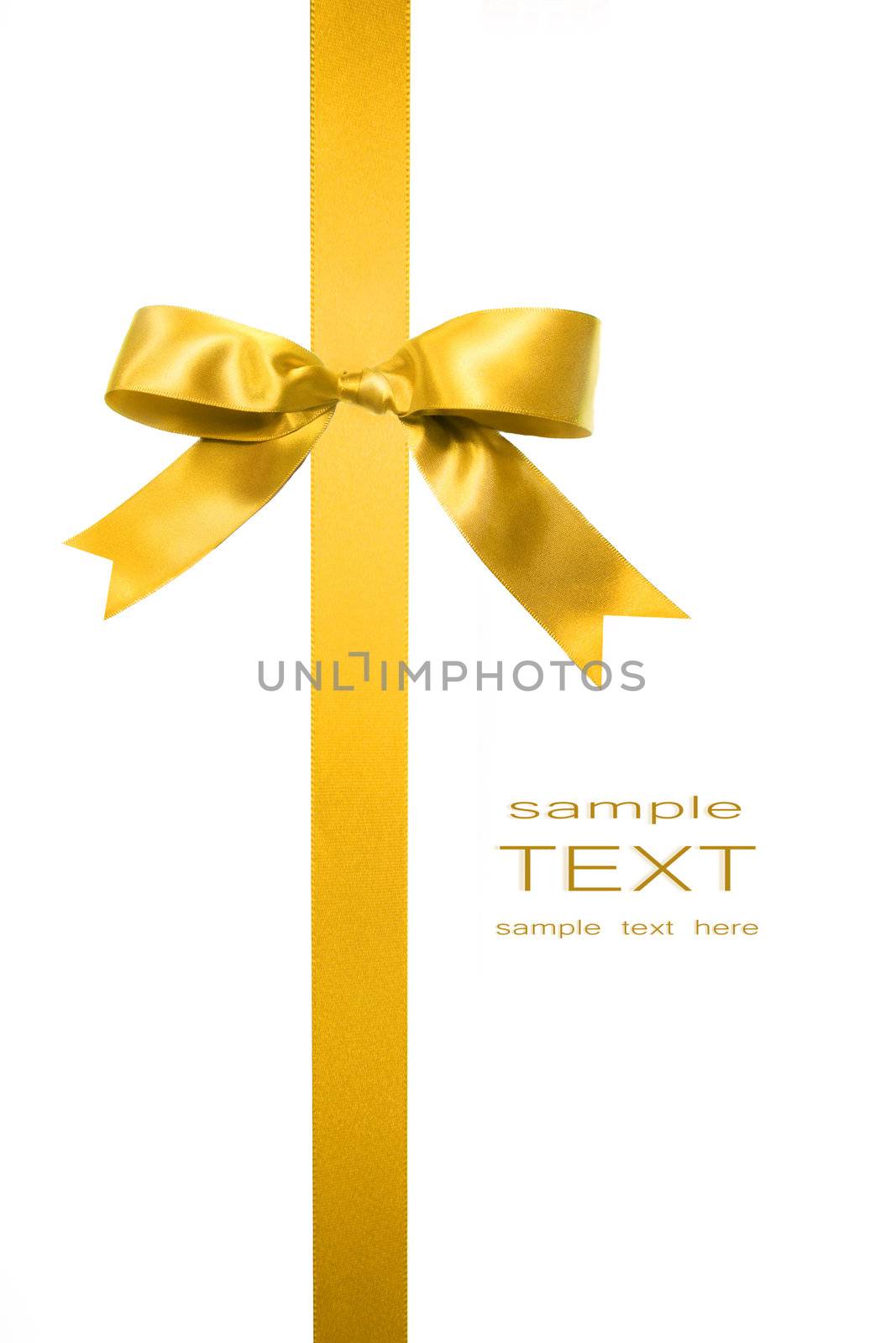 Gold vertical gift bow isolated on white  by Sandralise