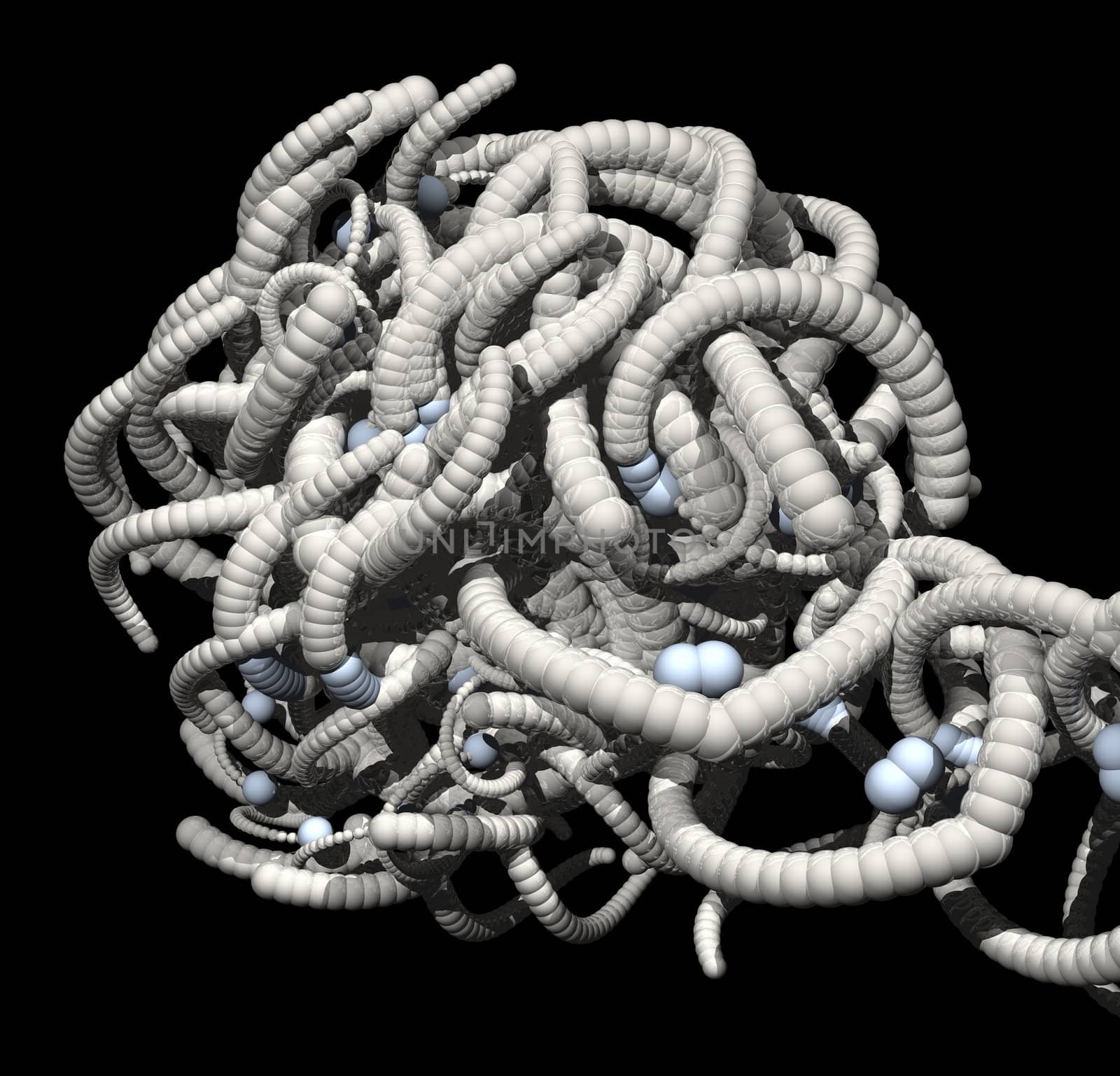 Abstract organic tentacles on black background - 3d illustration