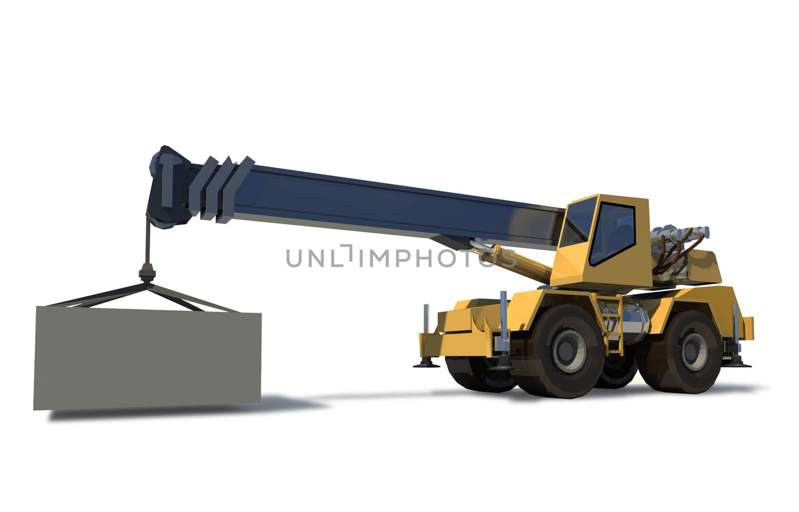 Mobile crane with a load on the jib. by Oledjio