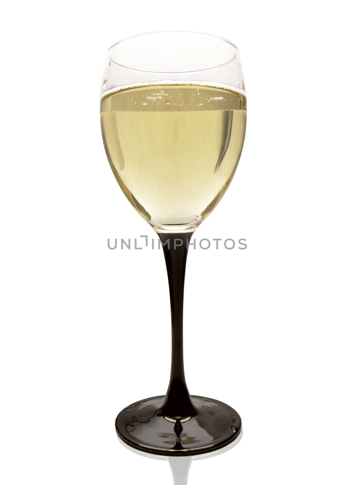 Fougeres with champagne or sparkling wine. On a white background, isolated.