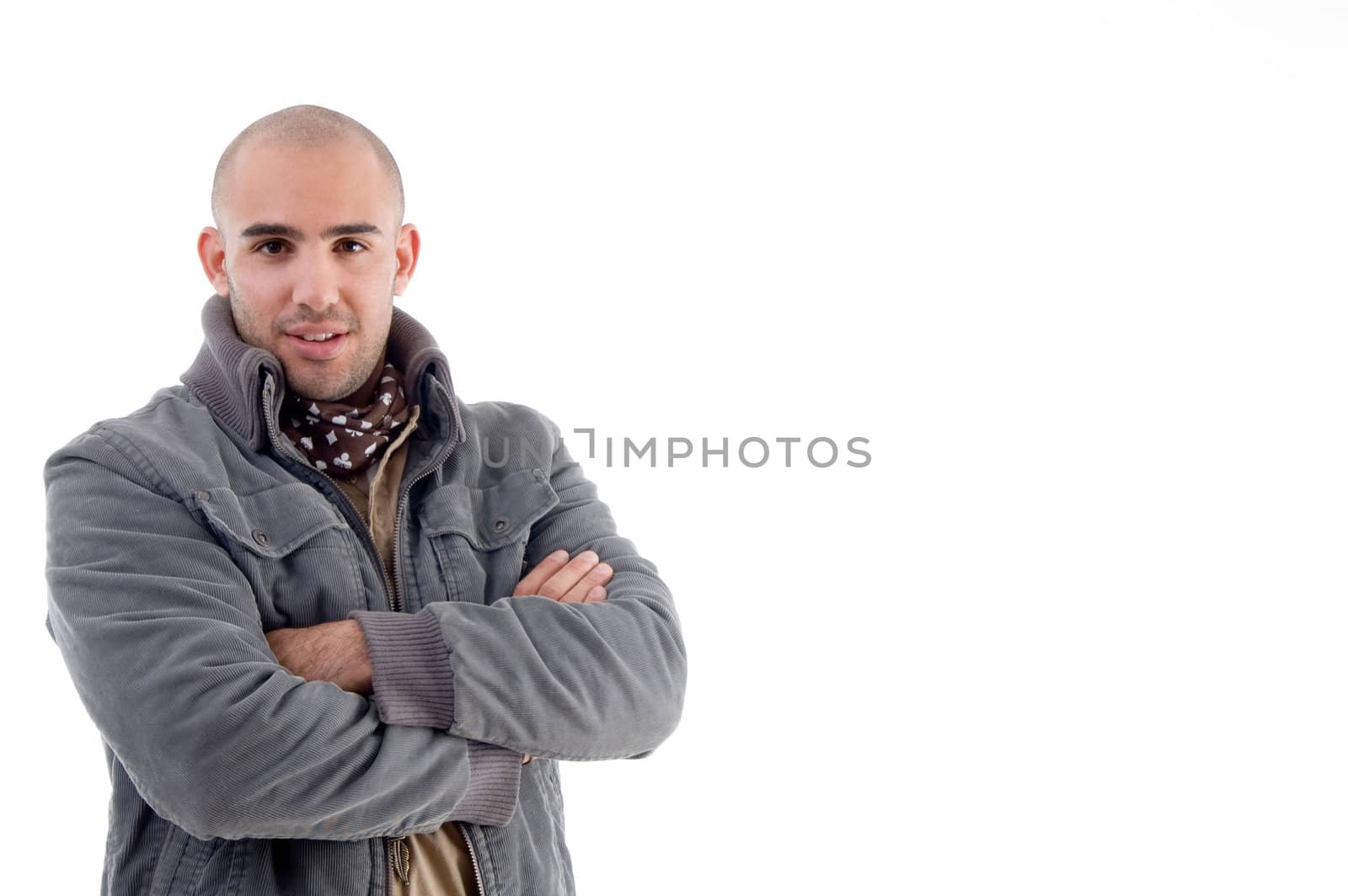 young male model posing on an isolated white background