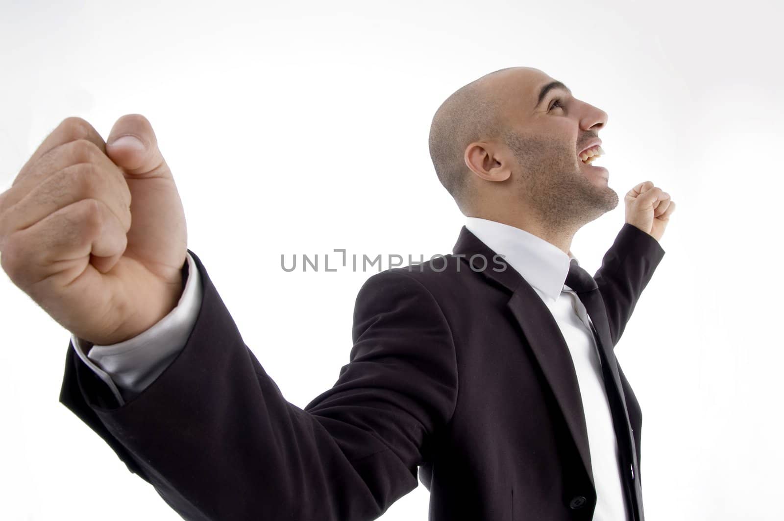 successful young corporate man on an isolated white background
