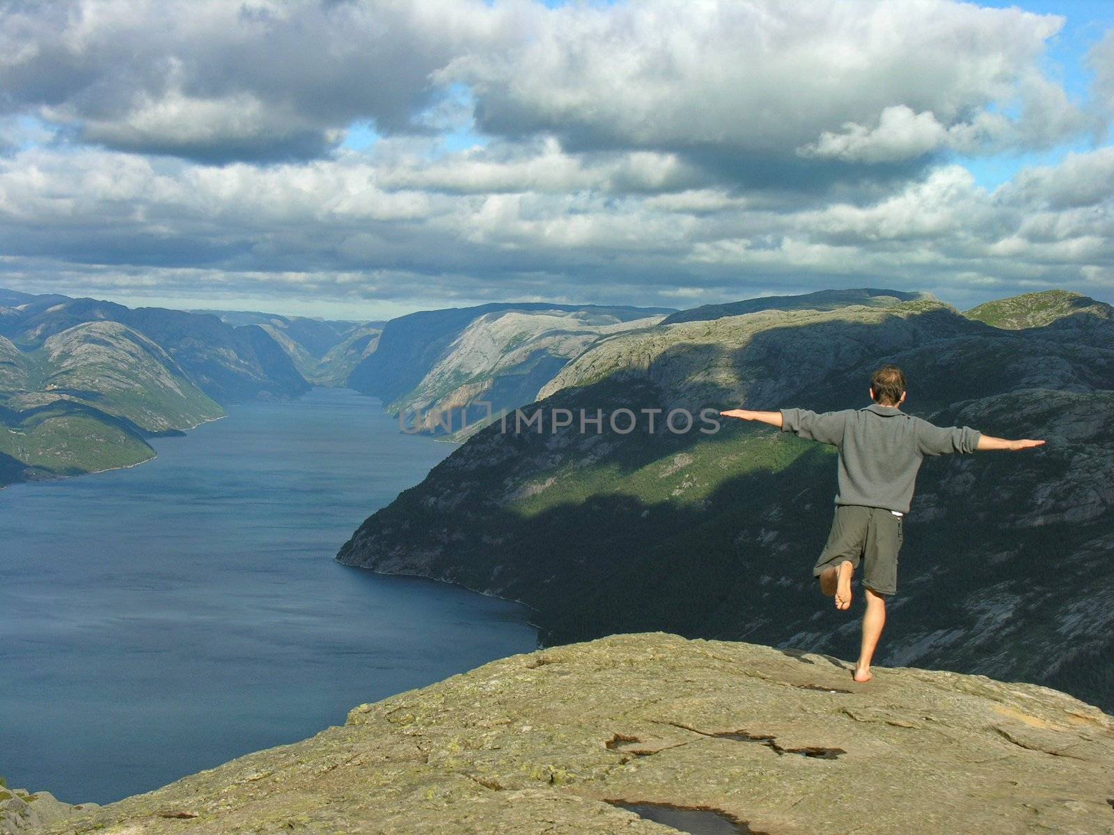 Preikestolen peak, leap of Feith into Fjord