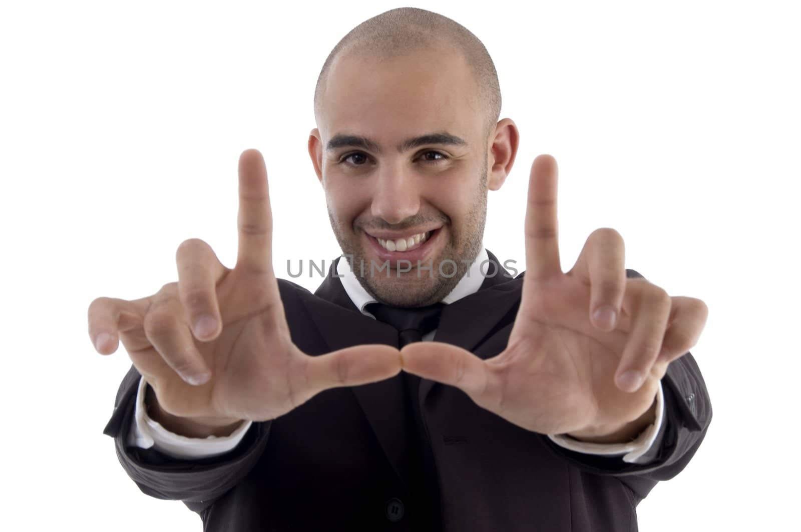 young corporate man on an isolated white background