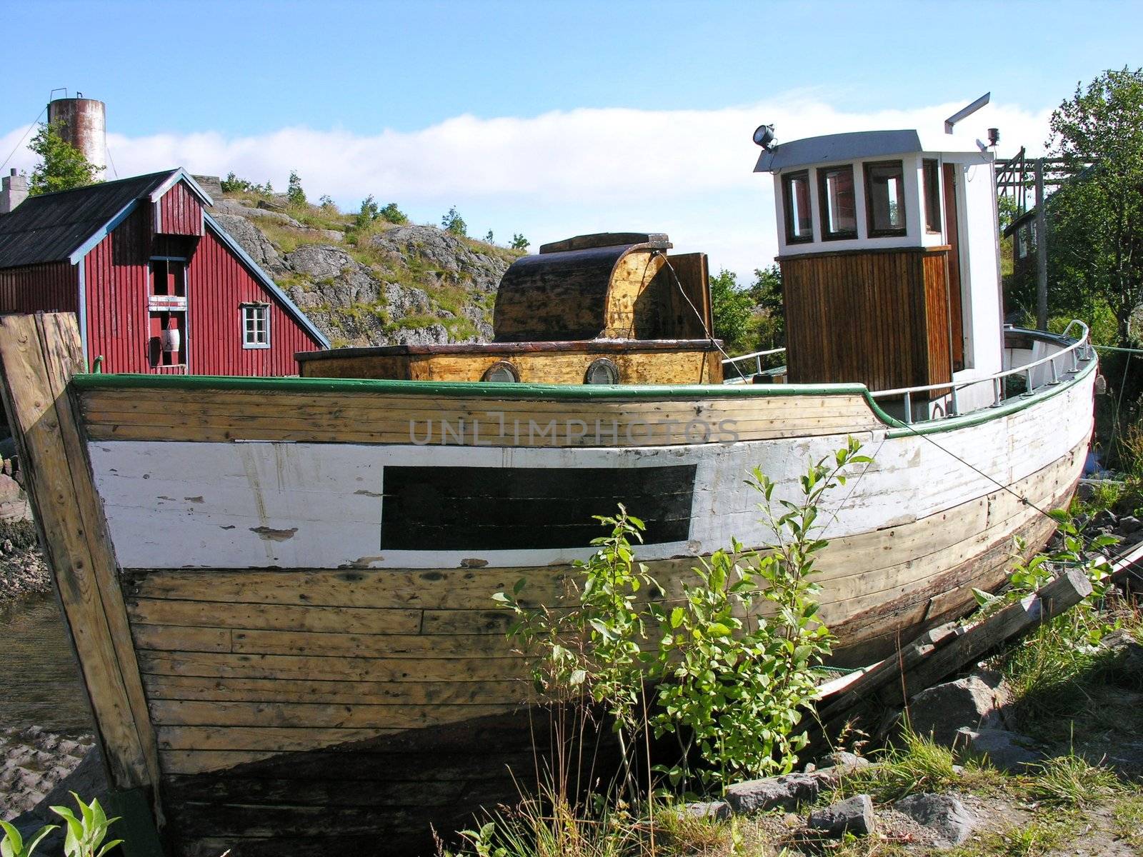 Old Sinked fishing boat in Lofoten, Norway