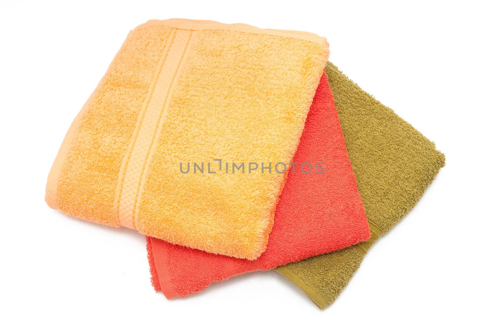 Three towels on the white background