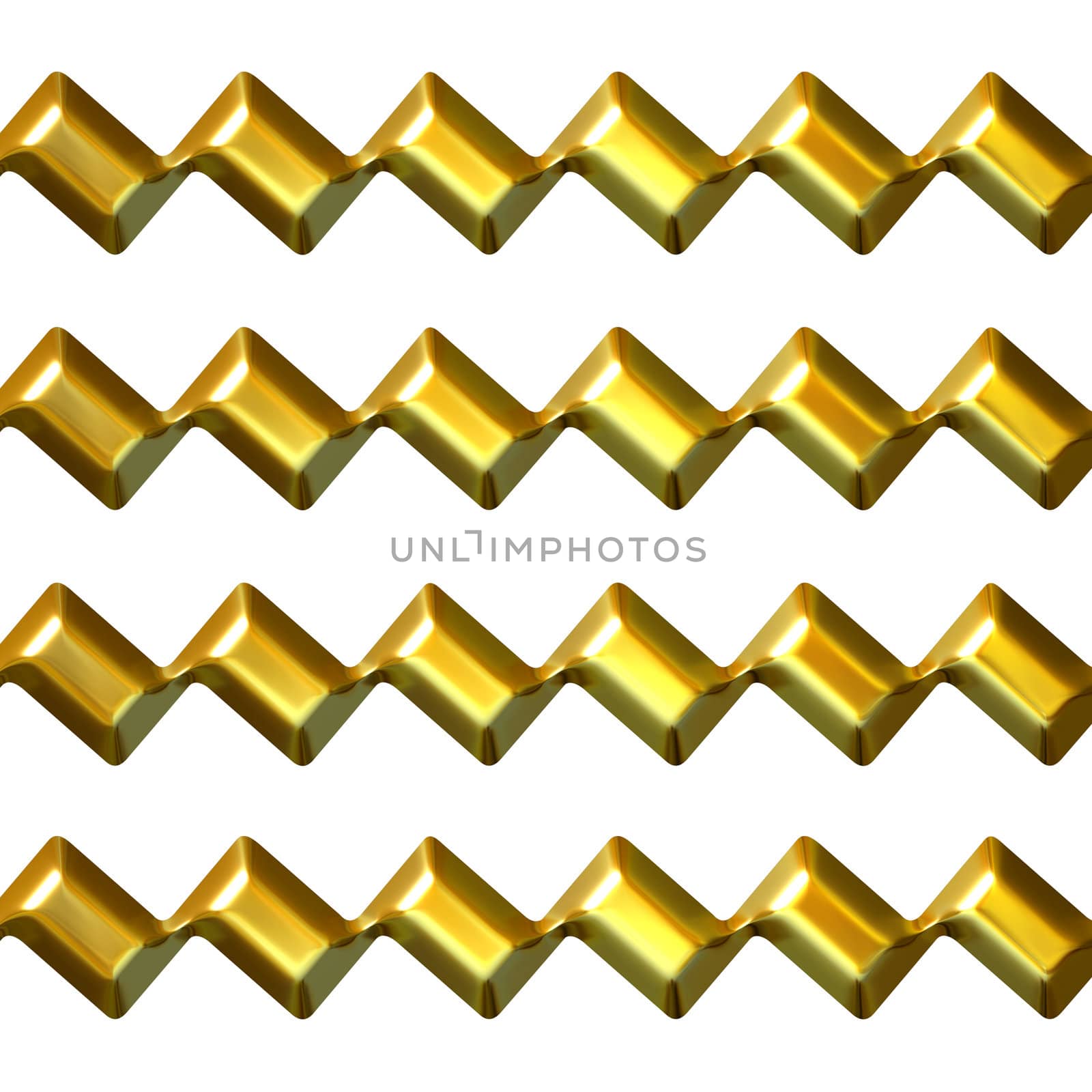 3d golden zig zag texture isolated in white