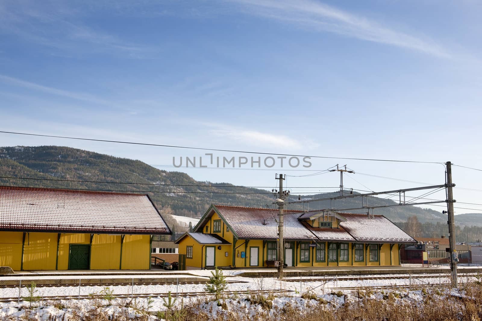 A local norwegian train station in the town of Vikersund