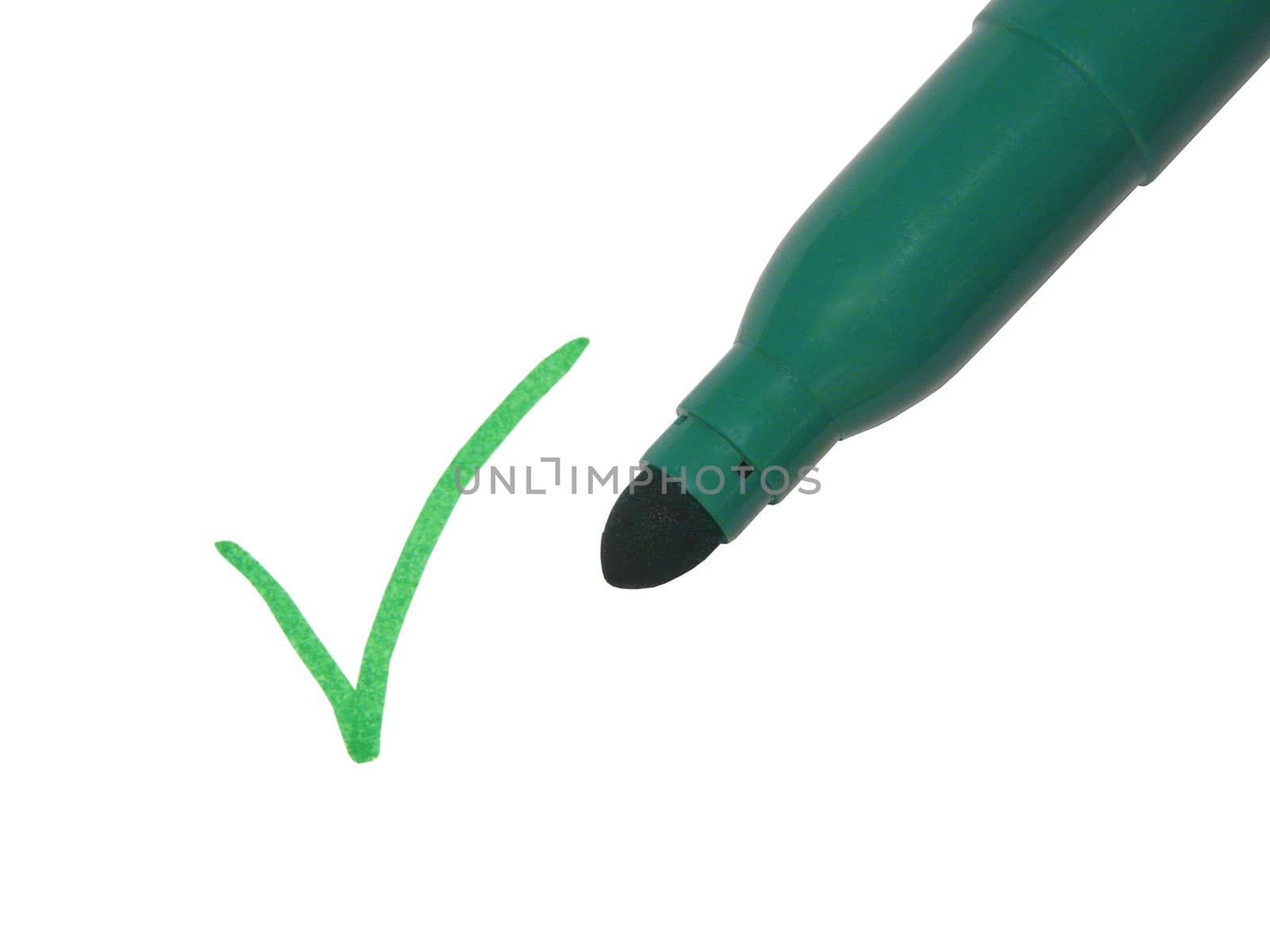 Green tick on the white background