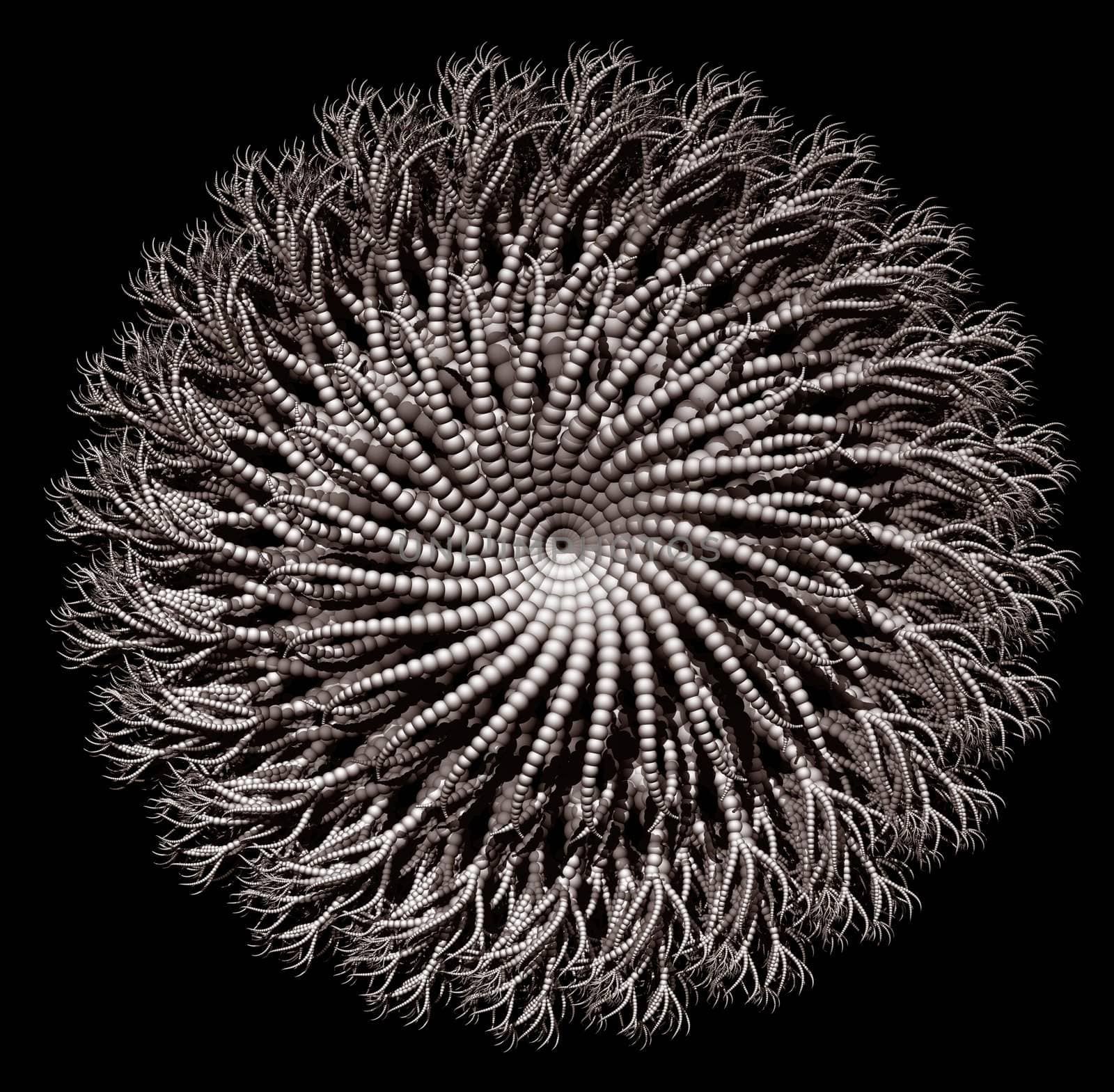 Abstract organic form on black background - 3d illustration