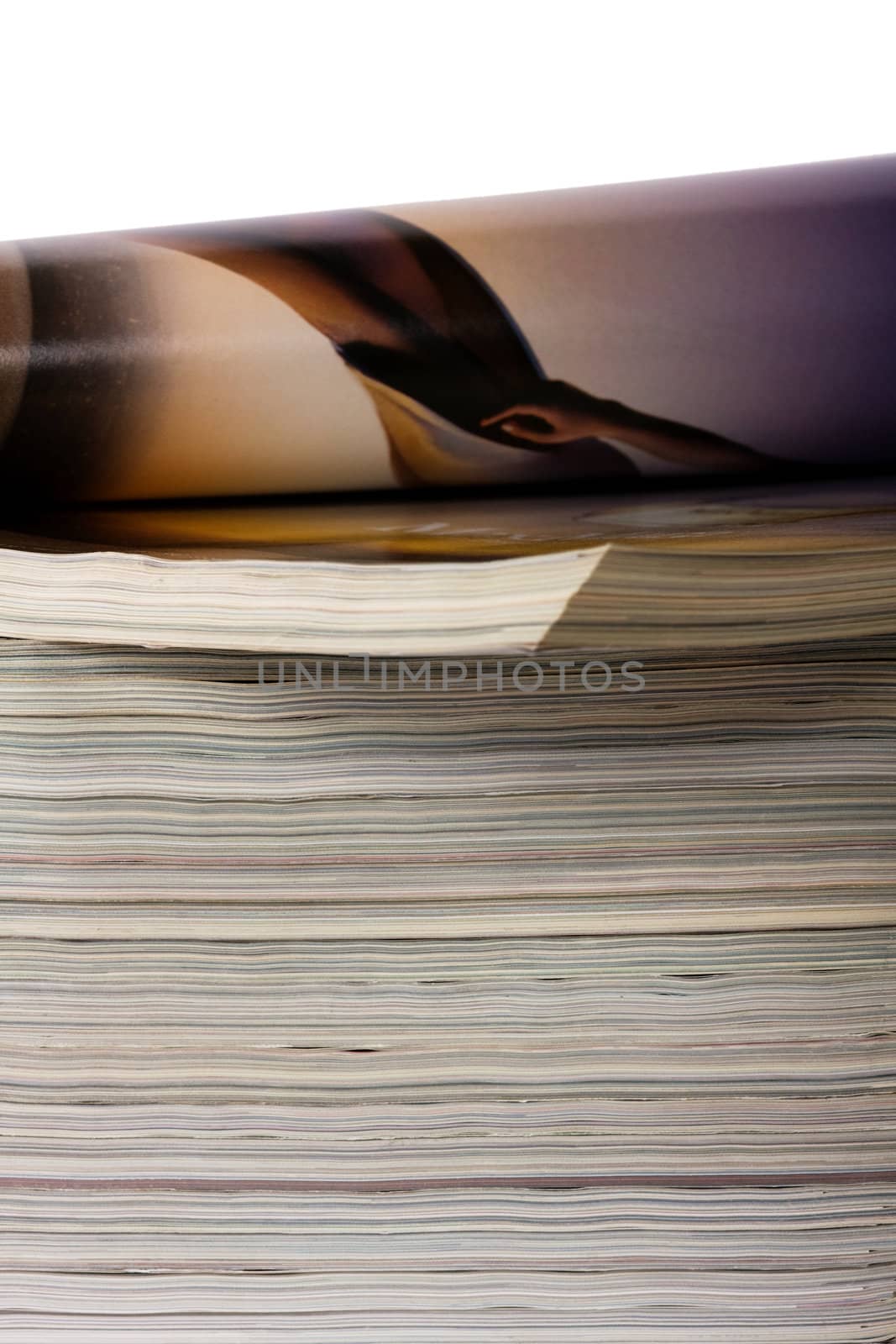 A stack of magazines isolated on white background