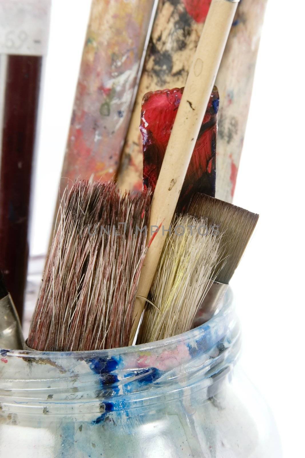 Paint brushes isolated on white with clipping path.