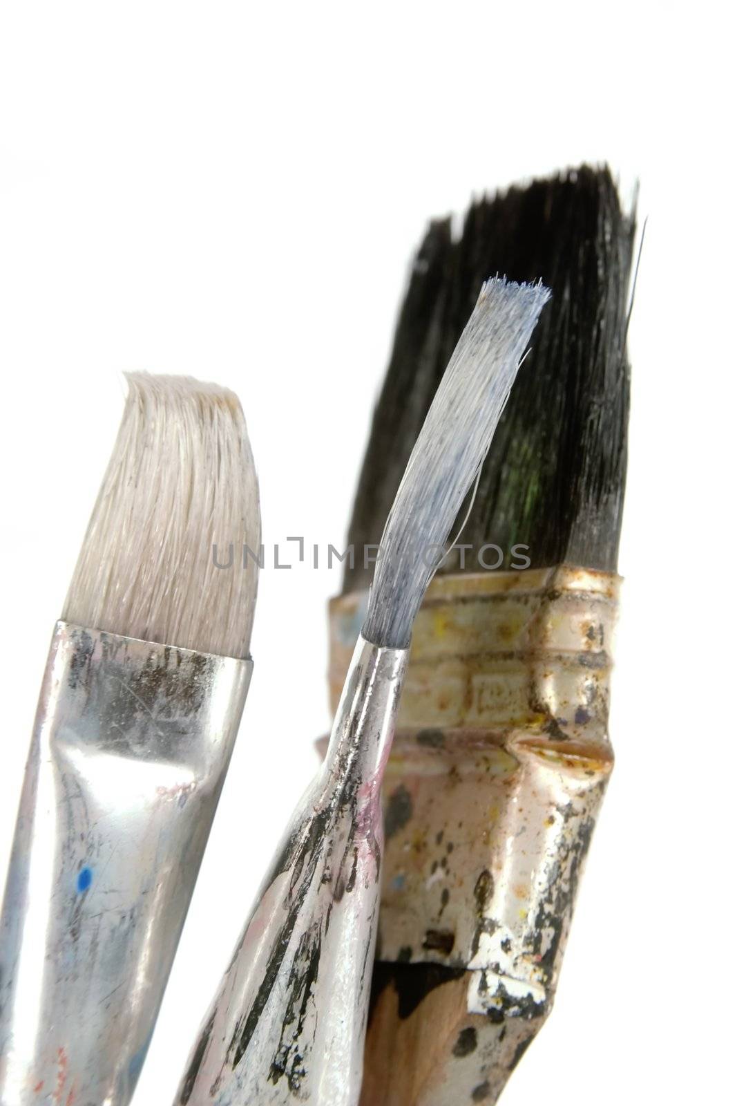 Paint brushes isolated on white with clipping path.