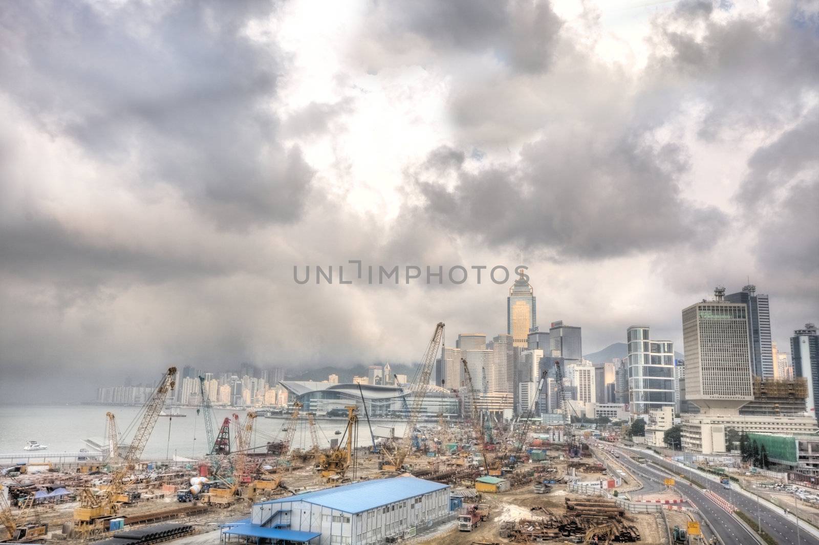 it is a view of Construction site in hong kong