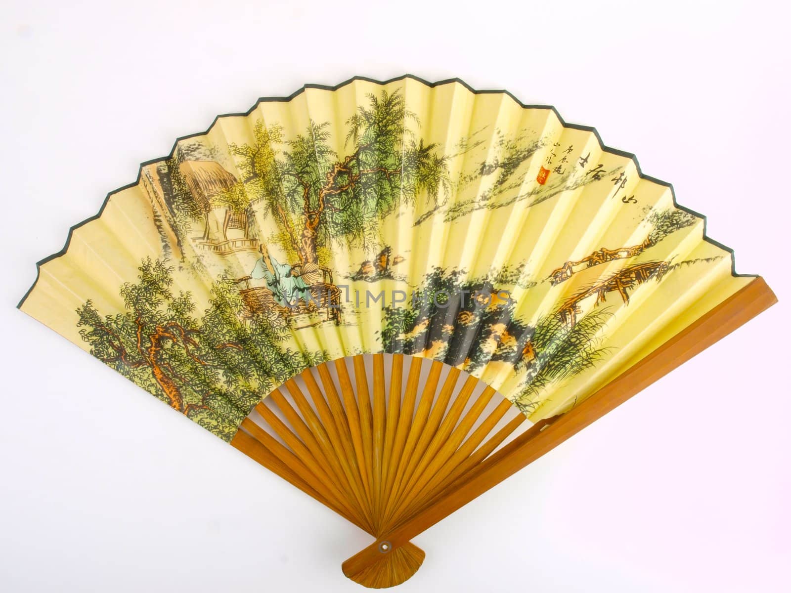 traditional Chinese fan. Close up on white background by dotweb