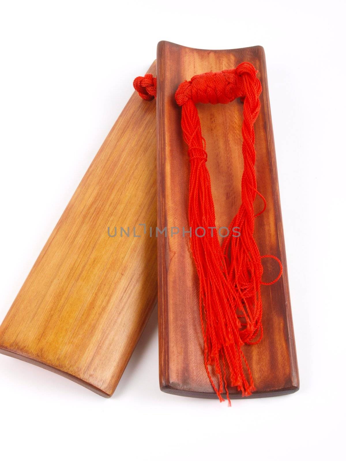 Traditional Chinese music instrument. Close up on white background