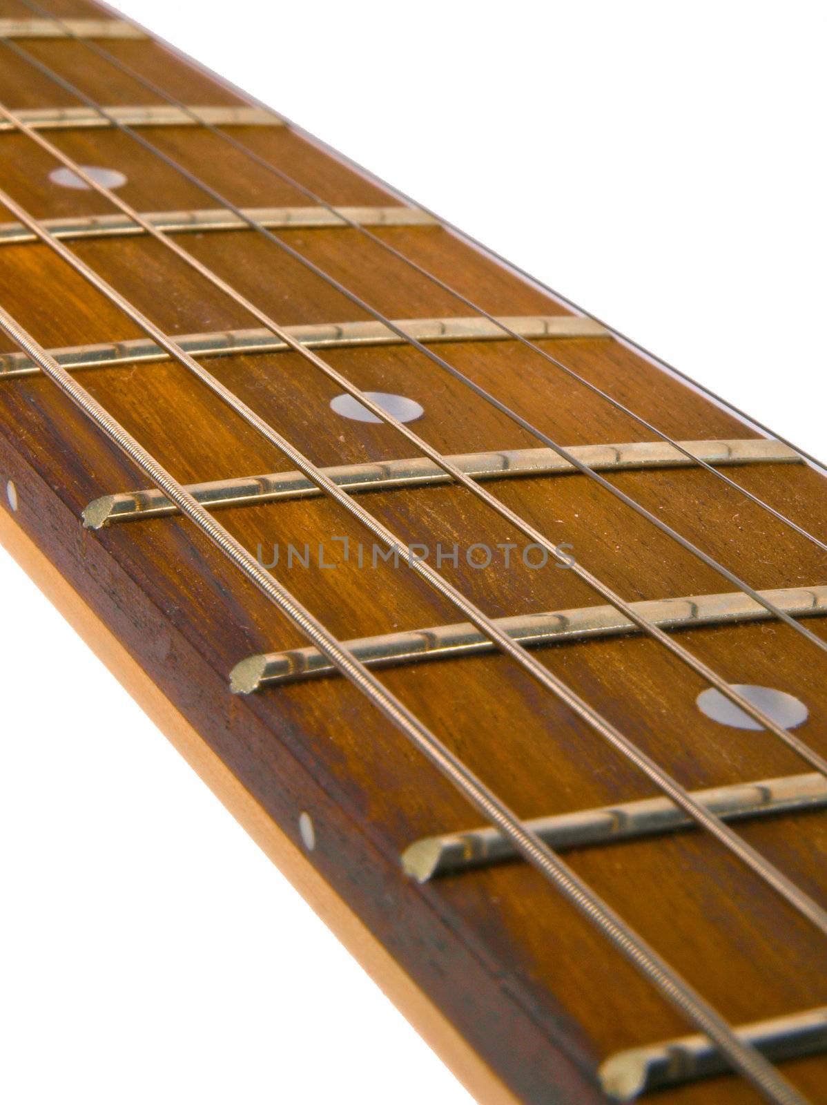 guitar neck with strings. Close up on white background by dotweb