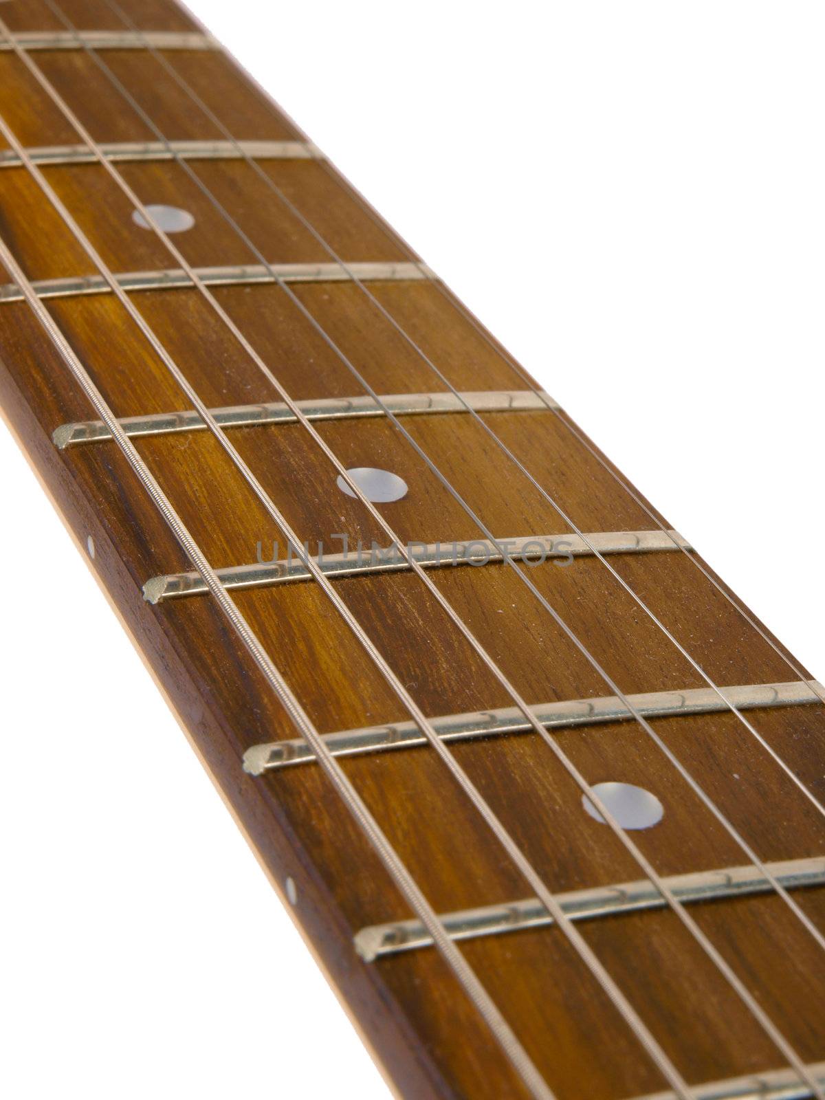 guitar neck with strings. Close up on white background by dotweb