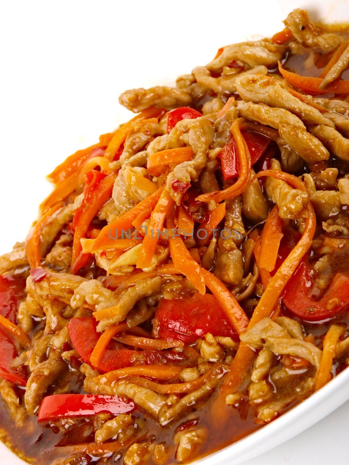 Chinese fried pork meat with pepper and carrot by dotweb