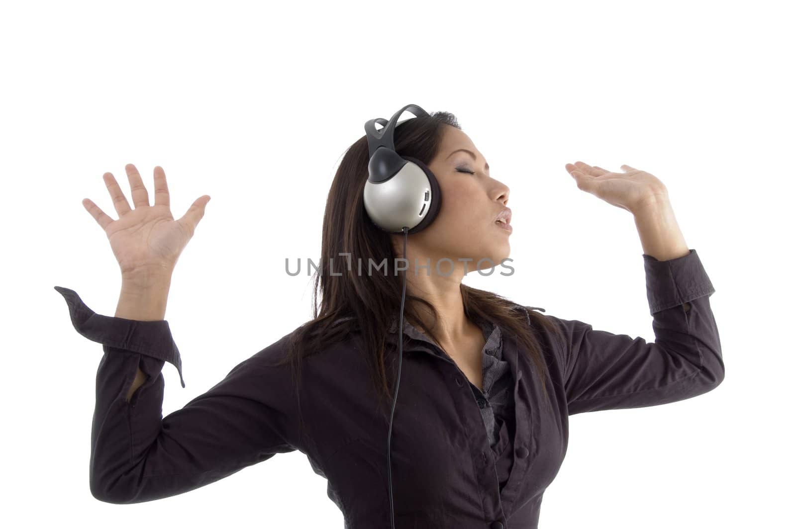 female enjoying music on headphone by imagerymajestic