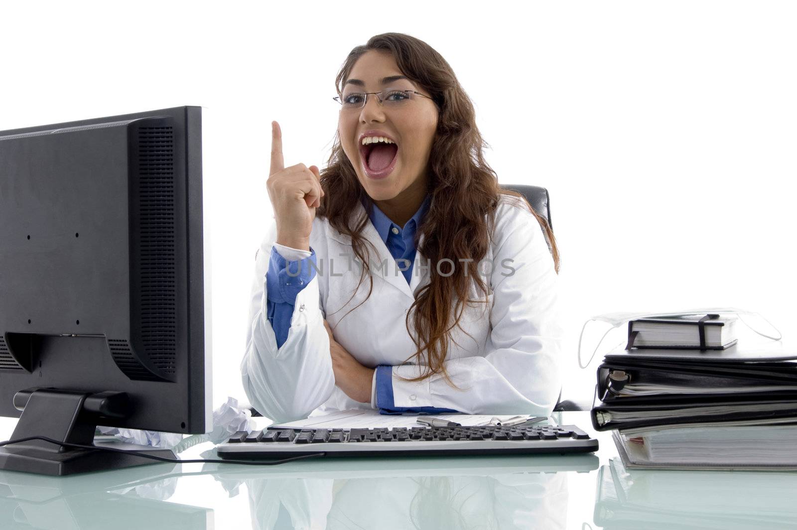 female doctor in working place on an isolate background