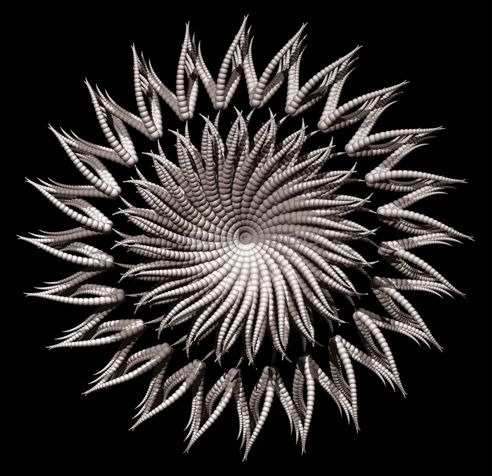 Abstract organic form on black background - 3d illustration