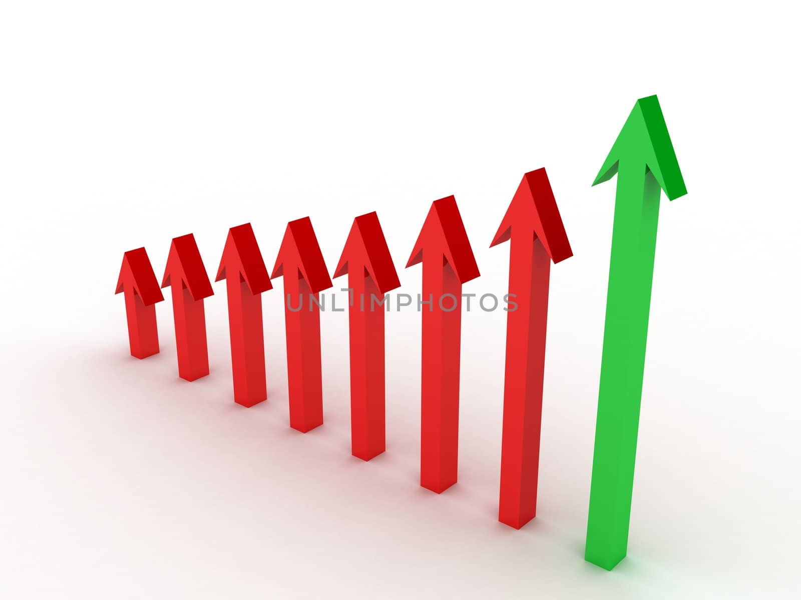 three dimensional arrow indicating profit over loss