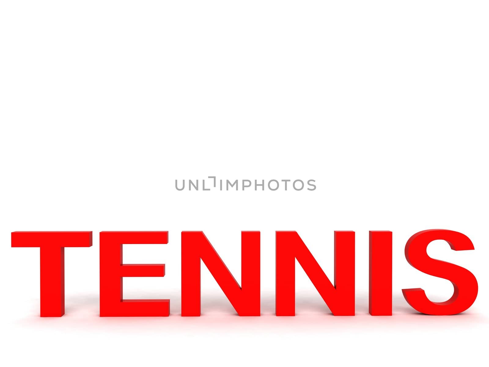 front view of three dimensional tennis text



