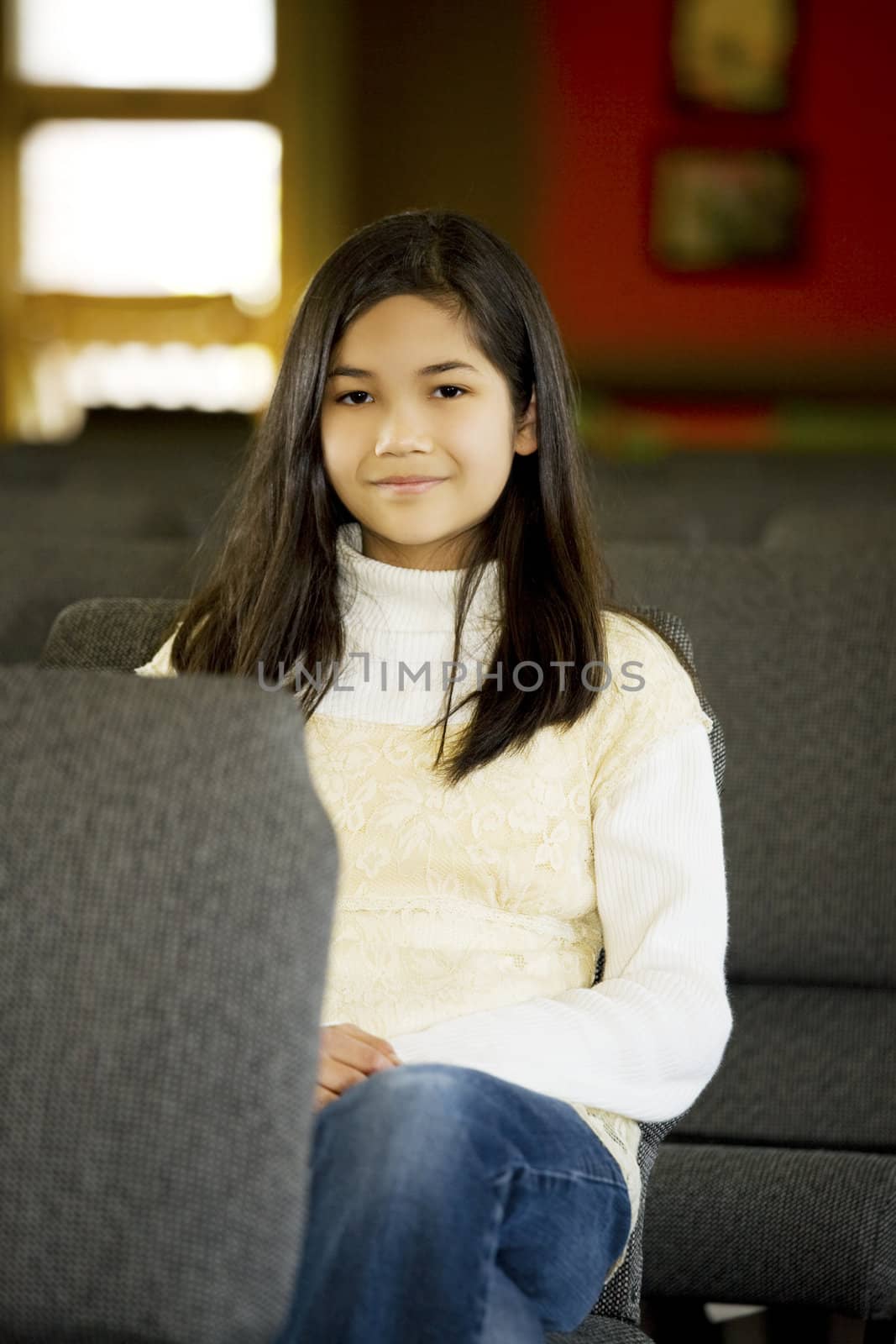 Little girl sitting in church