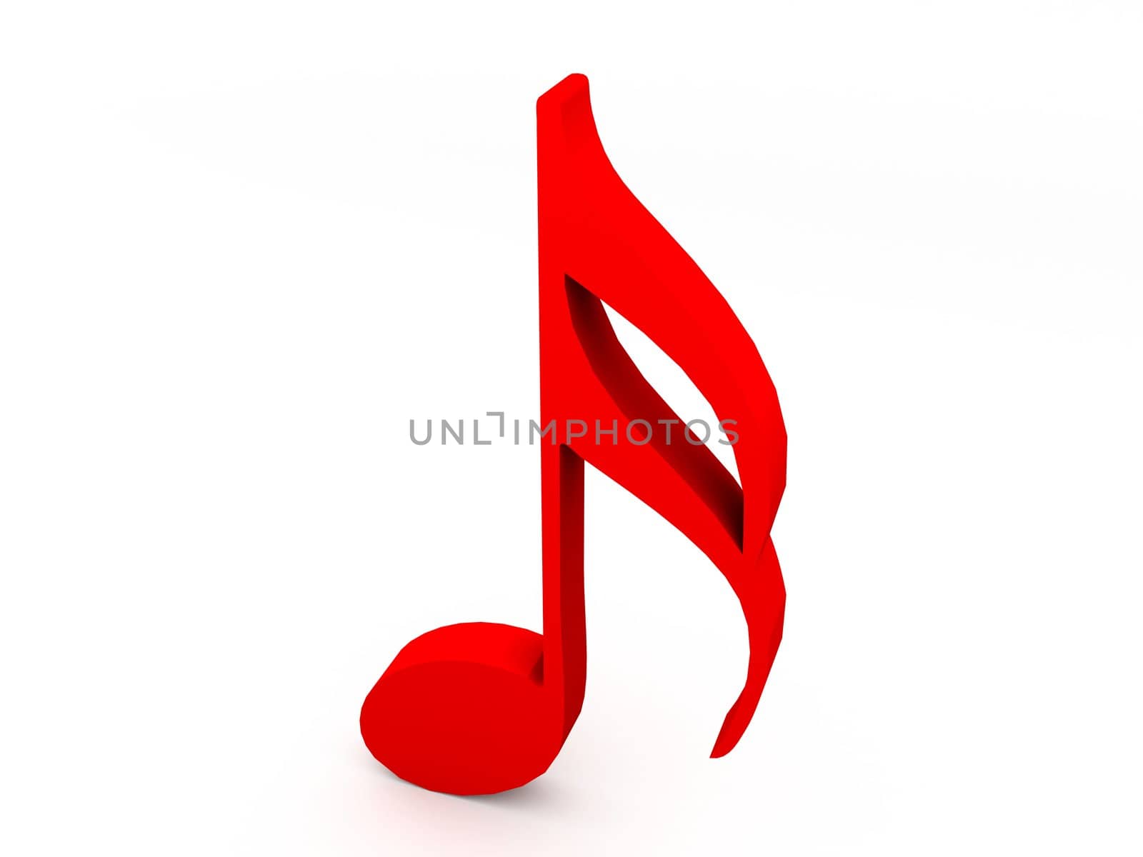 three dimensional red note with treble clef