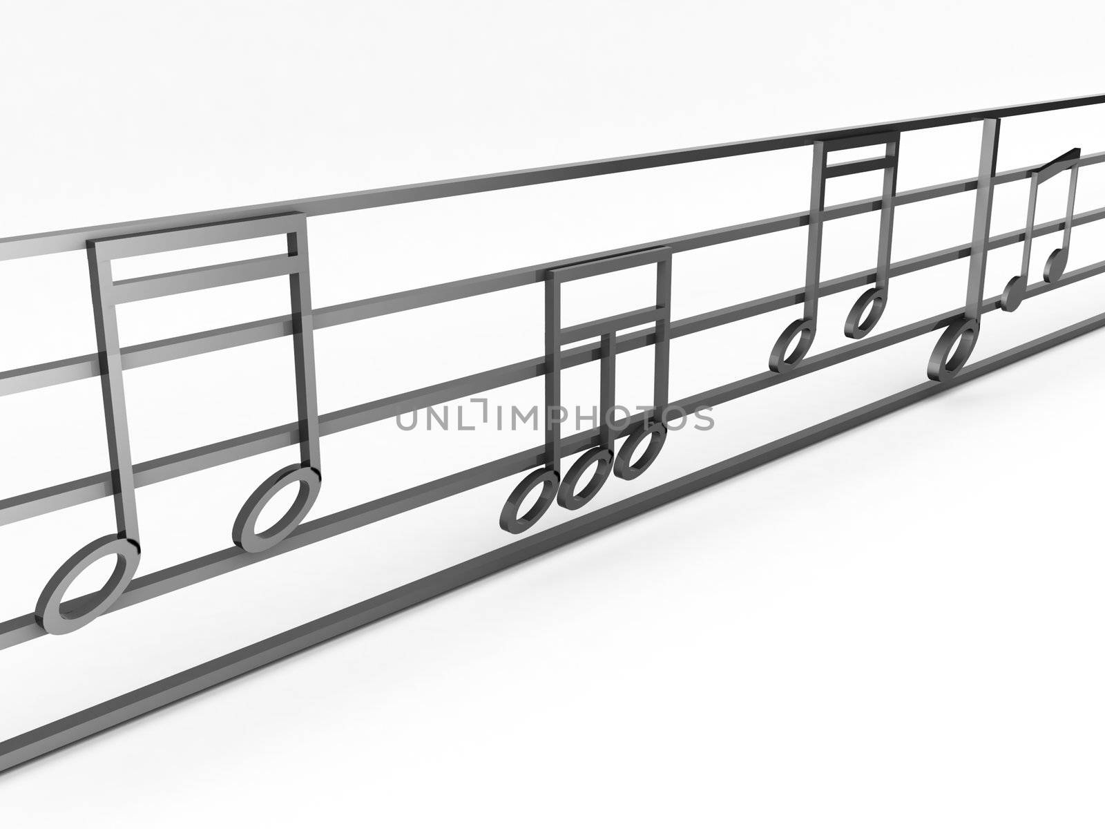 three dimensional musical notes graph