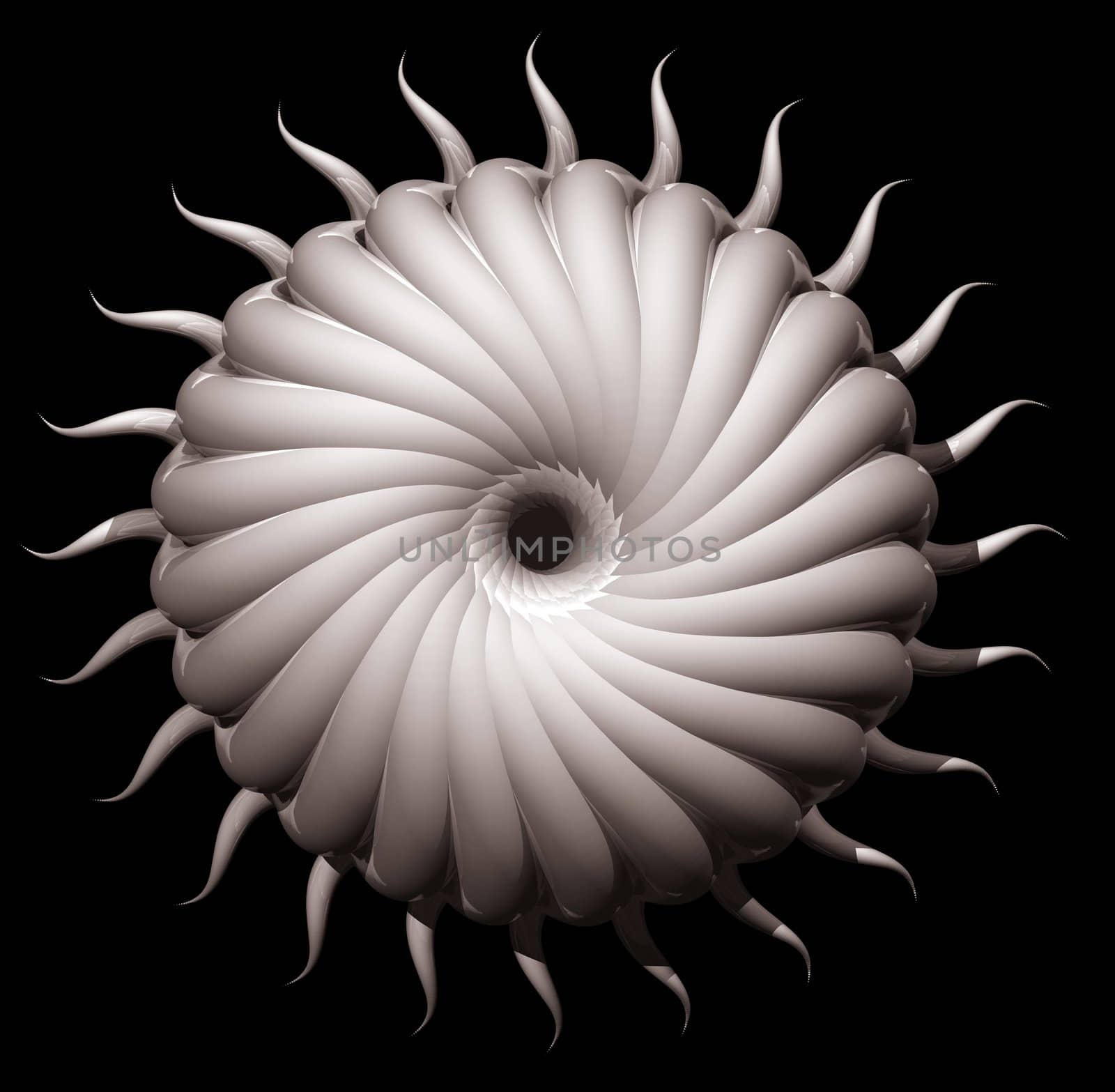 Abstract organic form on black background - 3d illustration