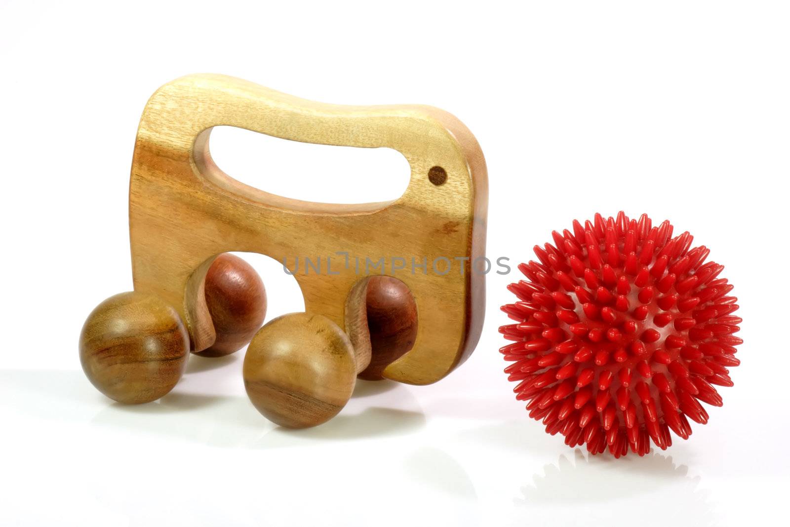 Massage implements on bright background