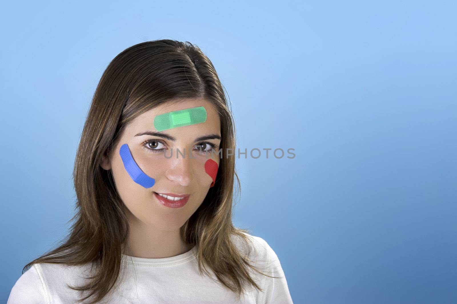 Woman with bandages on the face by Iko