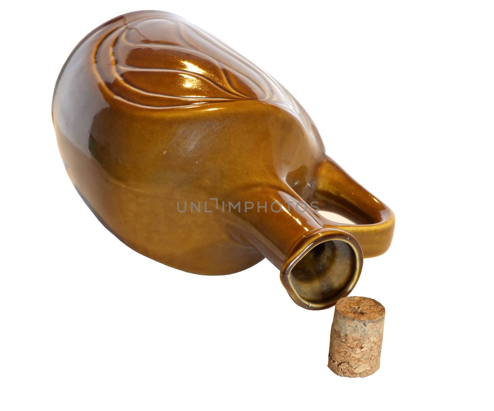 Porcelain bottle of wine, isolated on white with clipping path