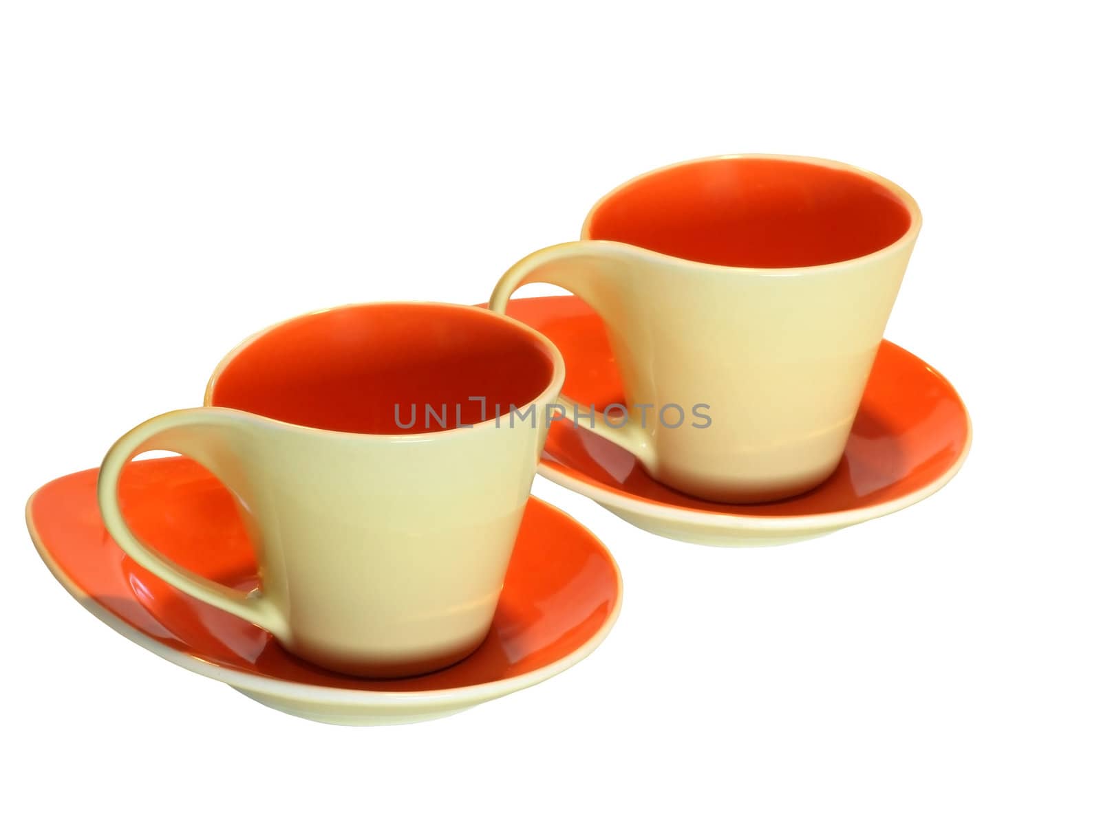 two tea cups isolated on white, with clipping path