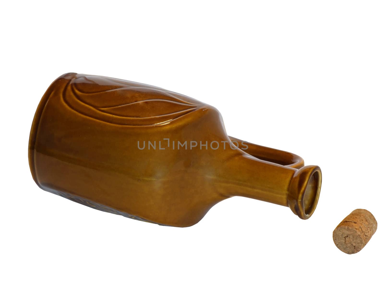 Porceline bottle of wine isolated on white, with clipping path