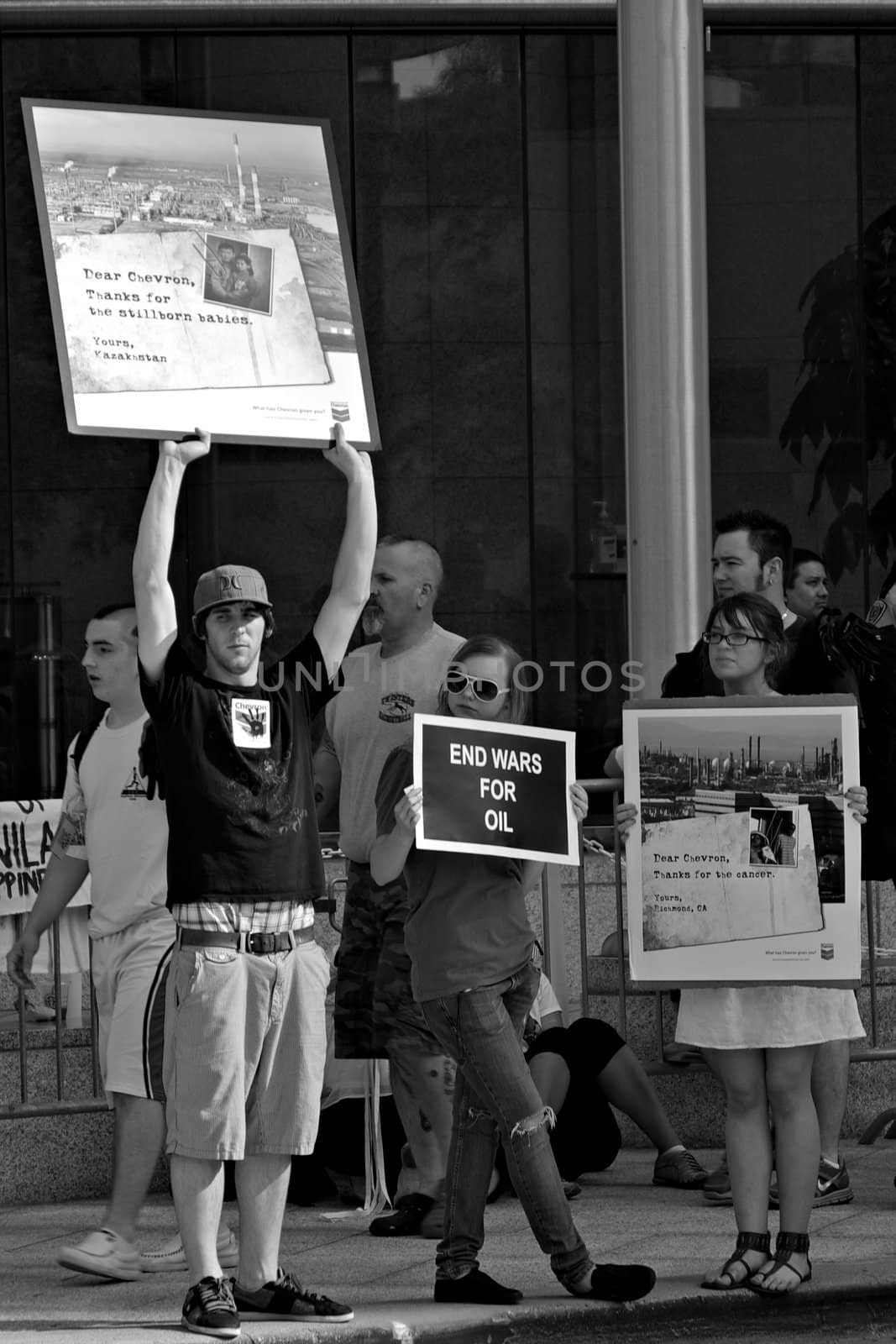 Protesters at the Rainforest Coalitions protest at the annual Chevron board meeting.