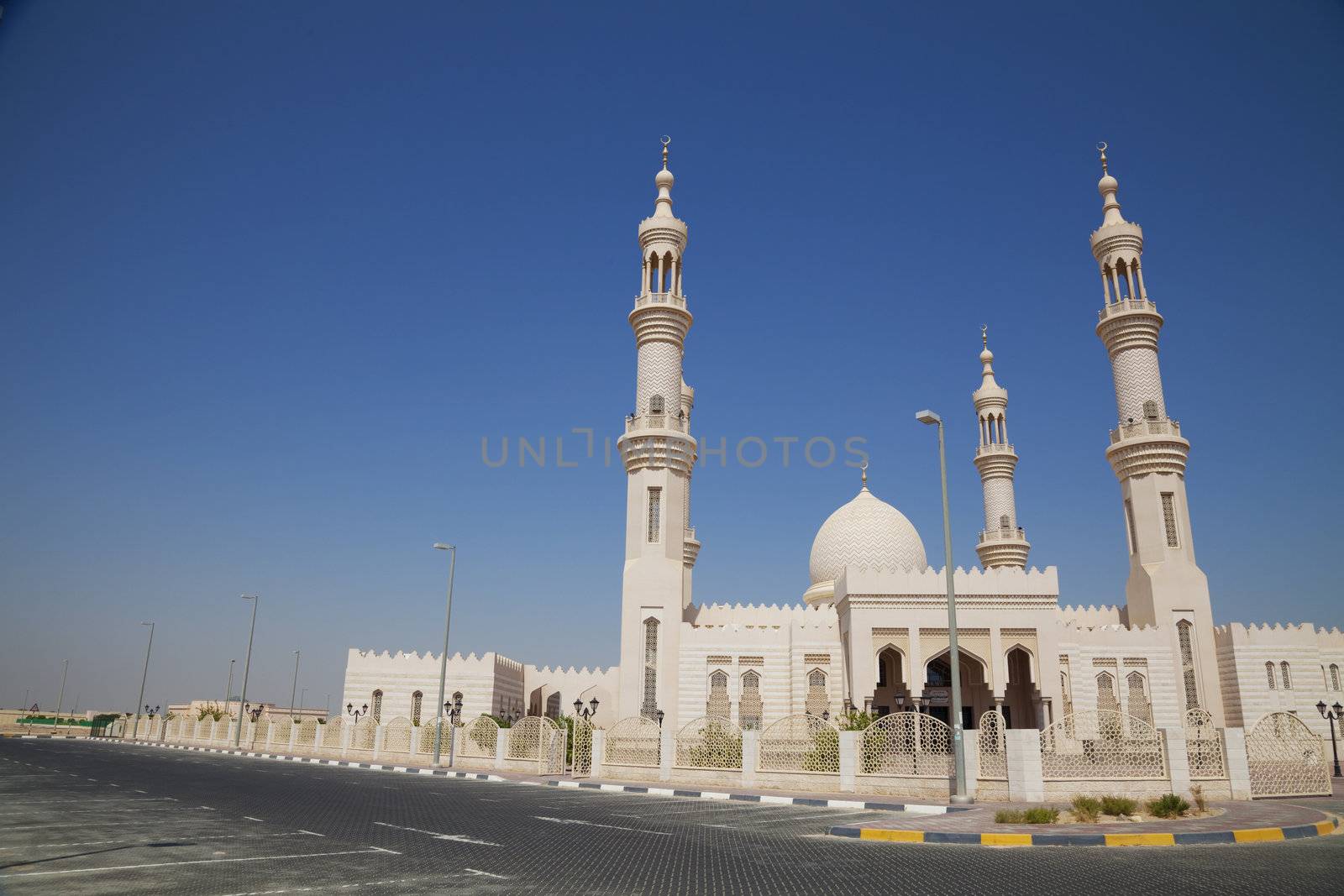 Image of the Al-Bahya Mosque, Abu Dhabi, United Arab Emirates.
