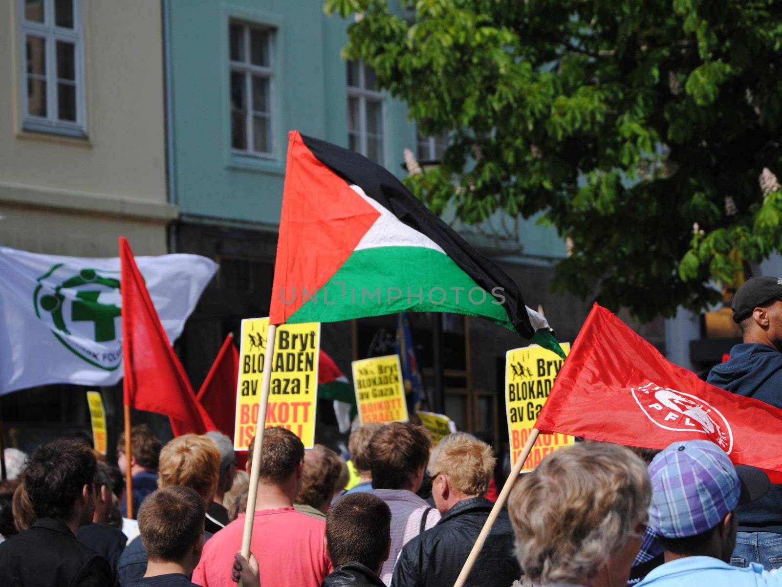 Protesting in Bergen Norway against blokade of Gaza, 5 aug 2010