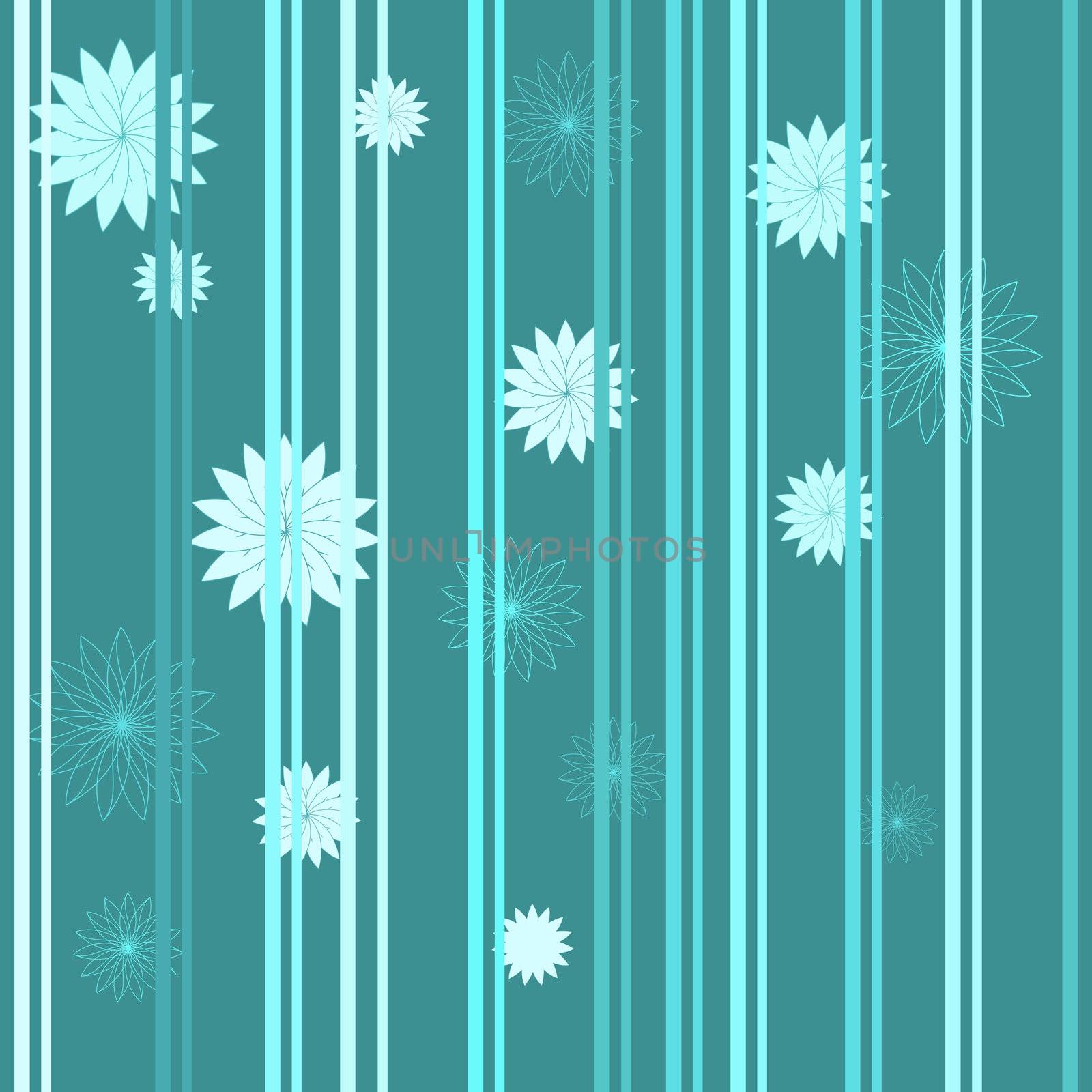 seamless green retro rectangular pattern with blossoms and stripes