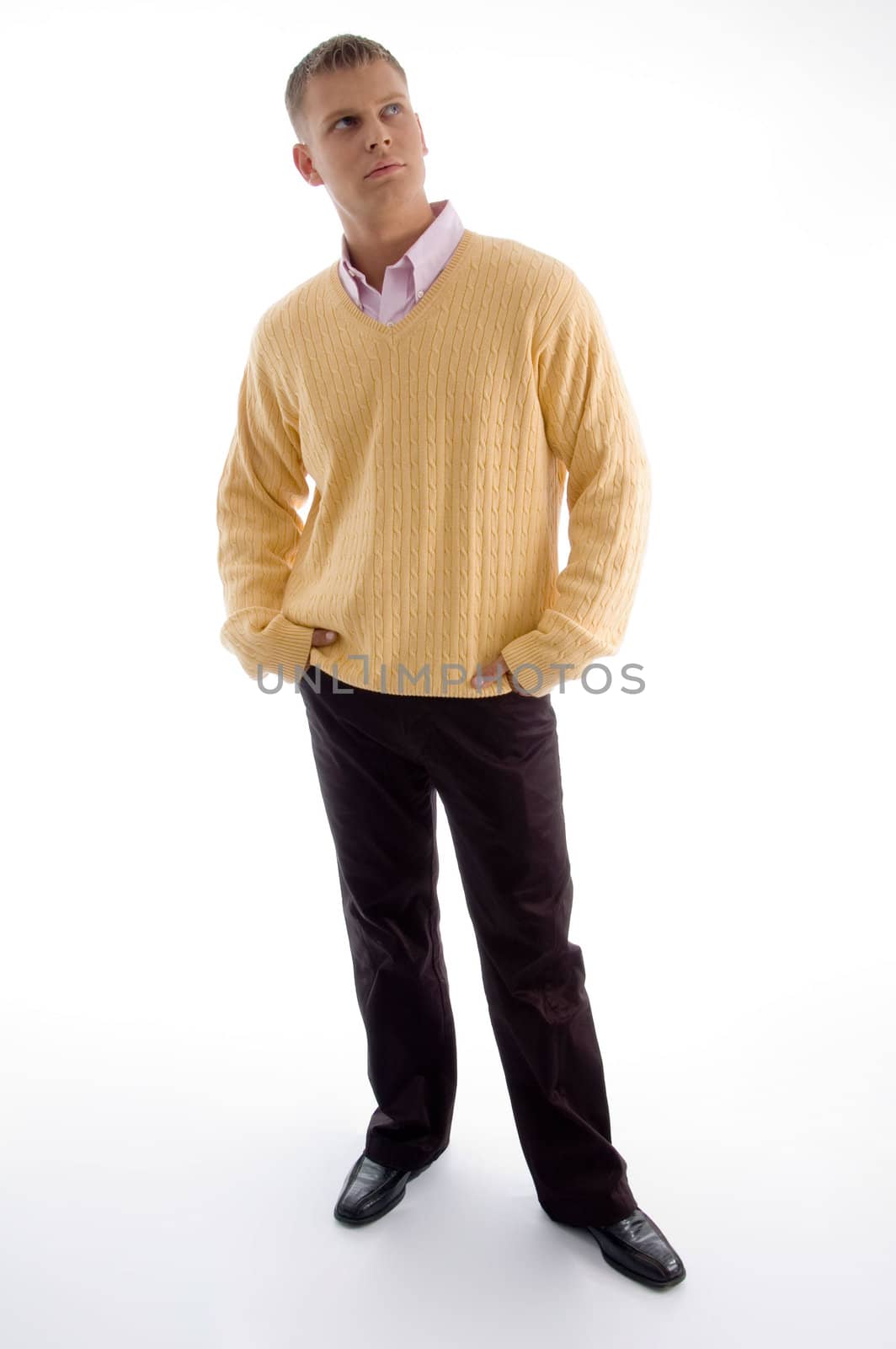 young posing male against white background