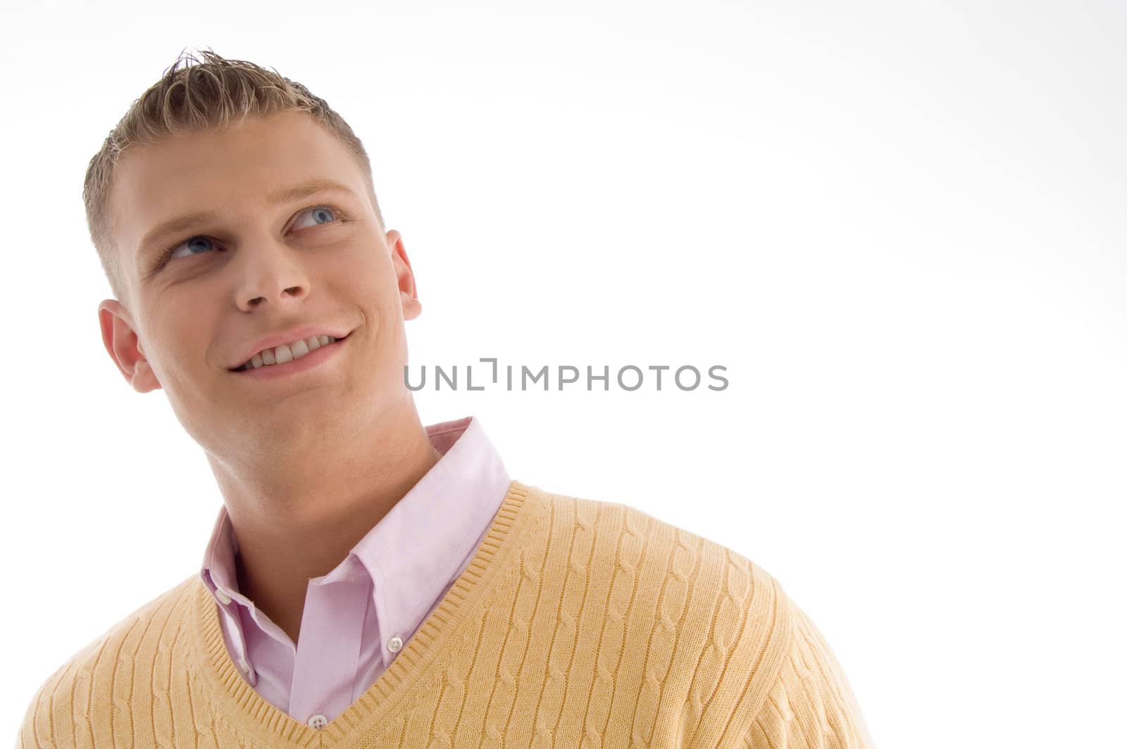 smiling attractive man looking at camera on an isolated white background