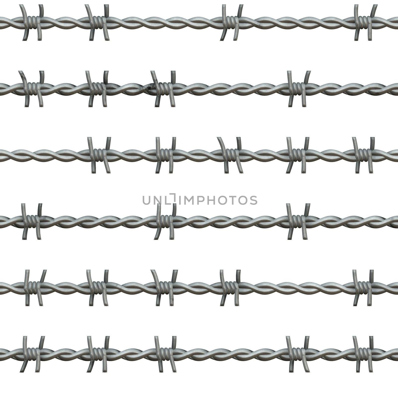 barbed wire that tiles seamlessly, isolated over white
