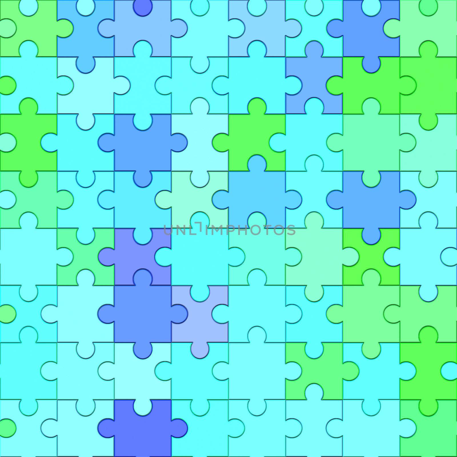 puzzle or jigsaw in blue and green tones, seamless tillable