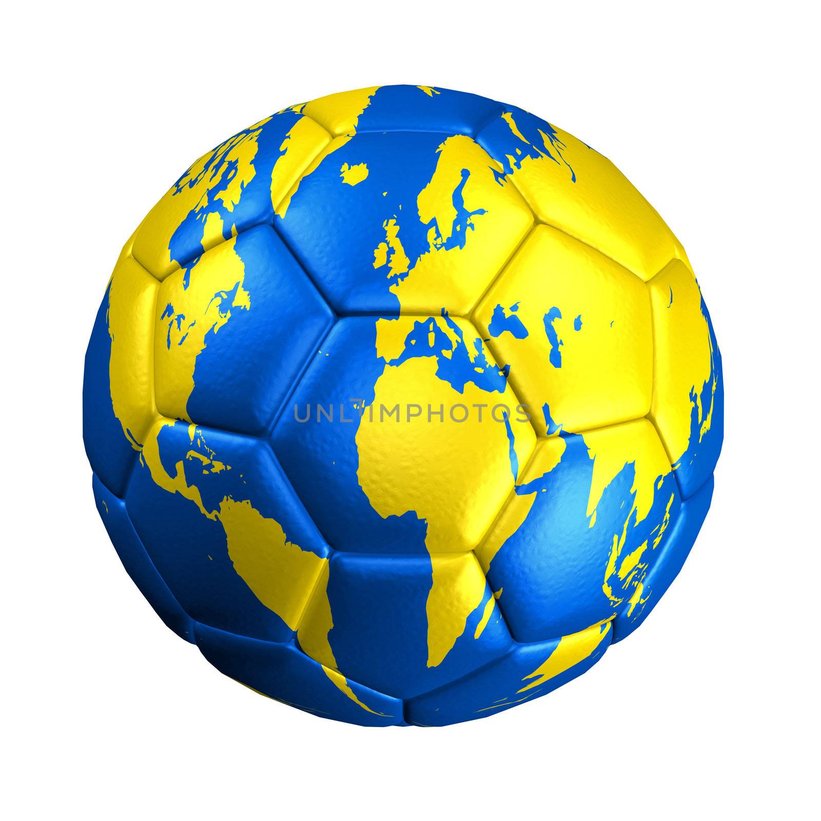 An image of an isolated soccer ball with the world map