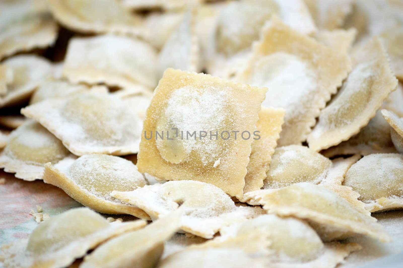 fresh ravioli closeup, pasta Typical italian dish