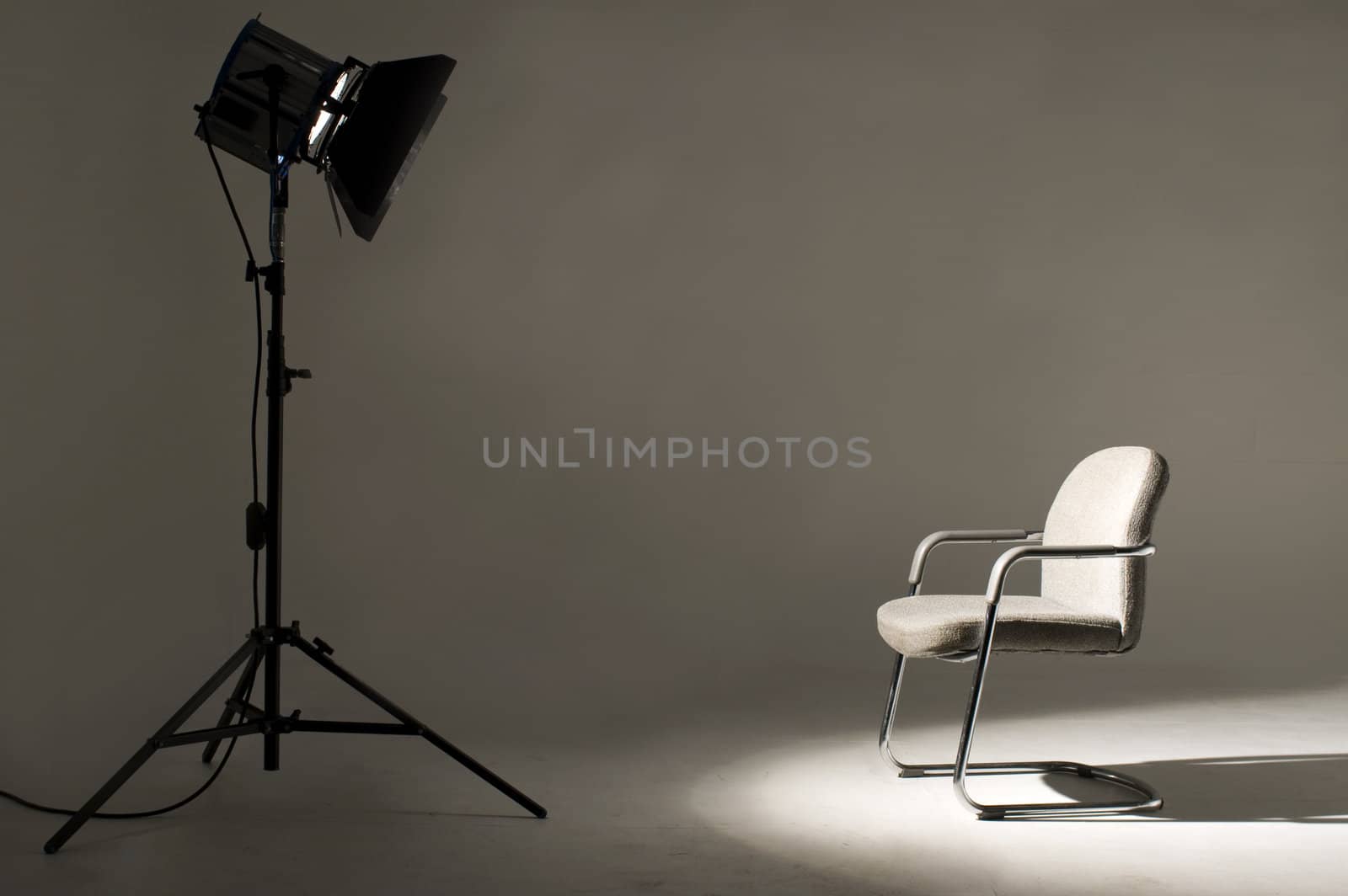 Studio light on location for movie scene.