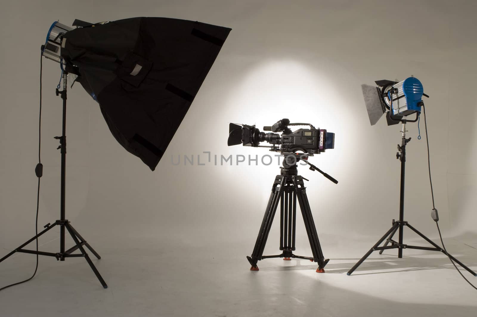 Studio light on location for movie scene.